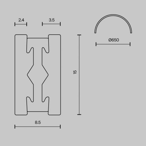 Шинопровод Maytoni Flarity TRX154-SR-D650-B, магнитный модульный полукруг, черный 650мм